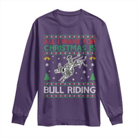 All I Want For Christmas Is Bull Riding Long Sleeve Shirt Skeleton Cowboy Ugly Sweater Gift - Wonder Print Shop