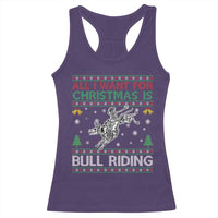 All I Want For Christmas Is Bull Riding Racerback Tank Top Skeleton Cowboy Ugly Sweater Gift - Wonder Print Shop