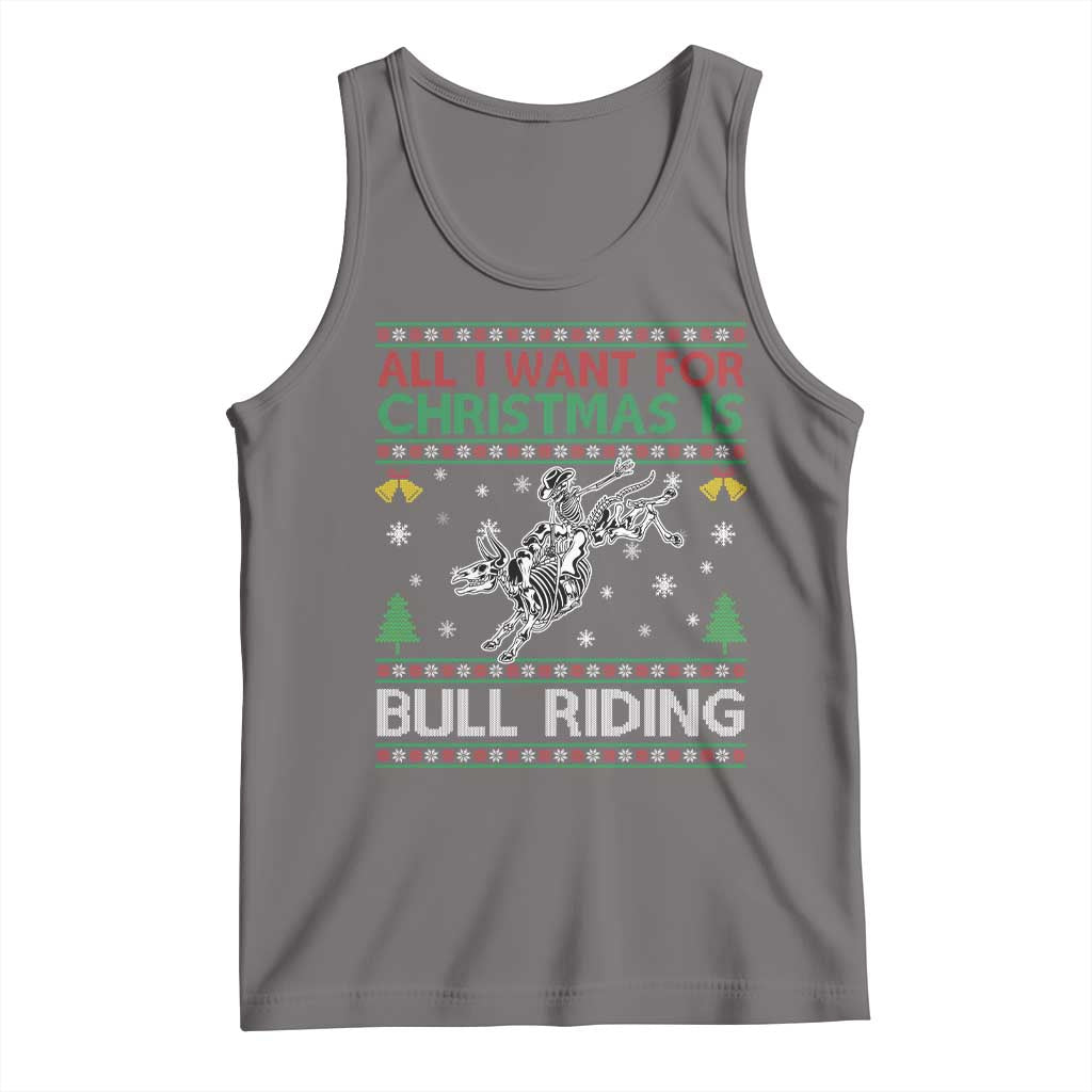 All I Want For Christmas Is Bull Riding Tank Top Skeleton Cowboy Ugly Sweater Gift - Wonder Print Shop