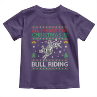 All I Want For Christmas Is Bull Riding Toddler T Shirt Skeleton Cowboy Ugly Sweater Gift - Wonder Print Shop