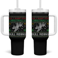 All I Want For Christmas Is Bull Riding Tumbler With Handle Skeleton Cowboy Ugly Sweater Gift - Wonder Print Shop