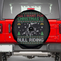Western Bull Riding All I Want For Christmas Ugly Sweater Gift Spare Tire Cover - Wonder Print Shop