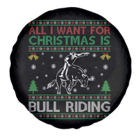 Western Bull Riding All I Want For Christmas Ugly Sweater Gift Spare Tire Cover - Wonder Print Shop