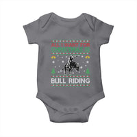 Western Bull Riding All I Want For Christmas Ugly Sweater Gift Baby Onesie - Wonder Print Shop