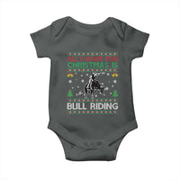 Western Bull Riding All I Want For Christmas Ugly Sweater Gift Baby Onesie - Wonder Print Shop