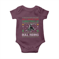 Western Bull Riding All I Want For Christmas Ugly Sweater Gift Baby Onesie - Wonder Print Shop