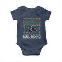 Western Bull Riding All I Want For Christmas Ugly Sweater Gift Baby Onesie - Wonder Print Shop