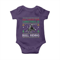 Western Bull Riding All I Want For Christmas Ugly Sweater Gift Baby Onesie - Wonder Print Shop