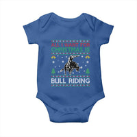 Western Bull Riding All I Want For Christmas Ugly Sweater Gift Baby Onesie - Wonder Print Shop