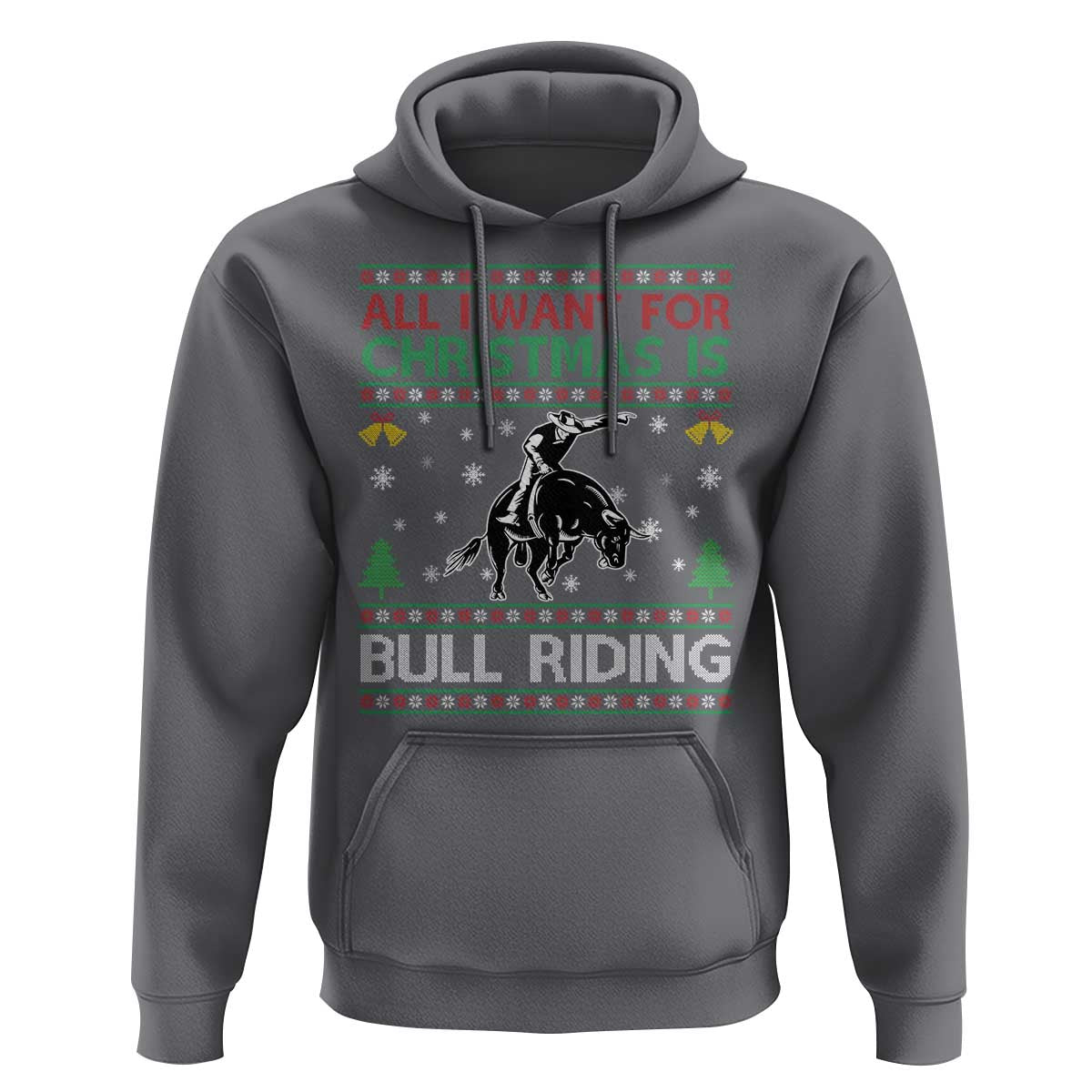 Western Bull Riding All I Want For Christmas Ugly Sweater Gift Hoodie - Wonder Print Shop