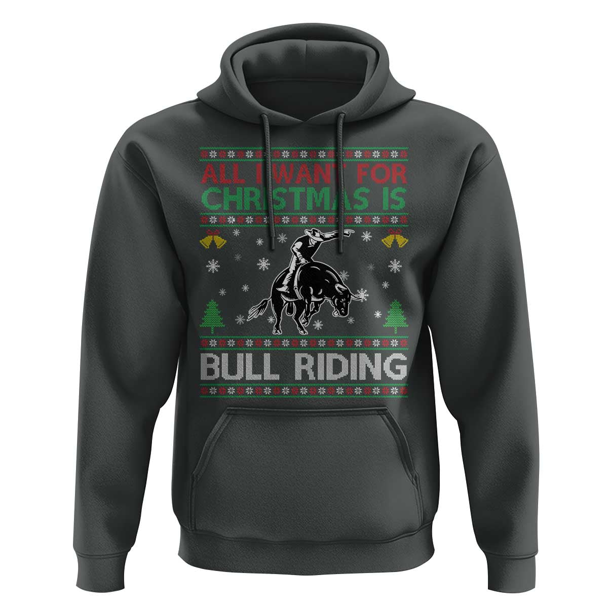 Western Bull Riding All I Want For Christmas Ugly Sweater Gift Hoodie - Wonder Print Shop