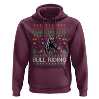 Western Bull Riding All I Want For Christmas Ugly Sweater Gift Hoodie - Wonder Print Shop