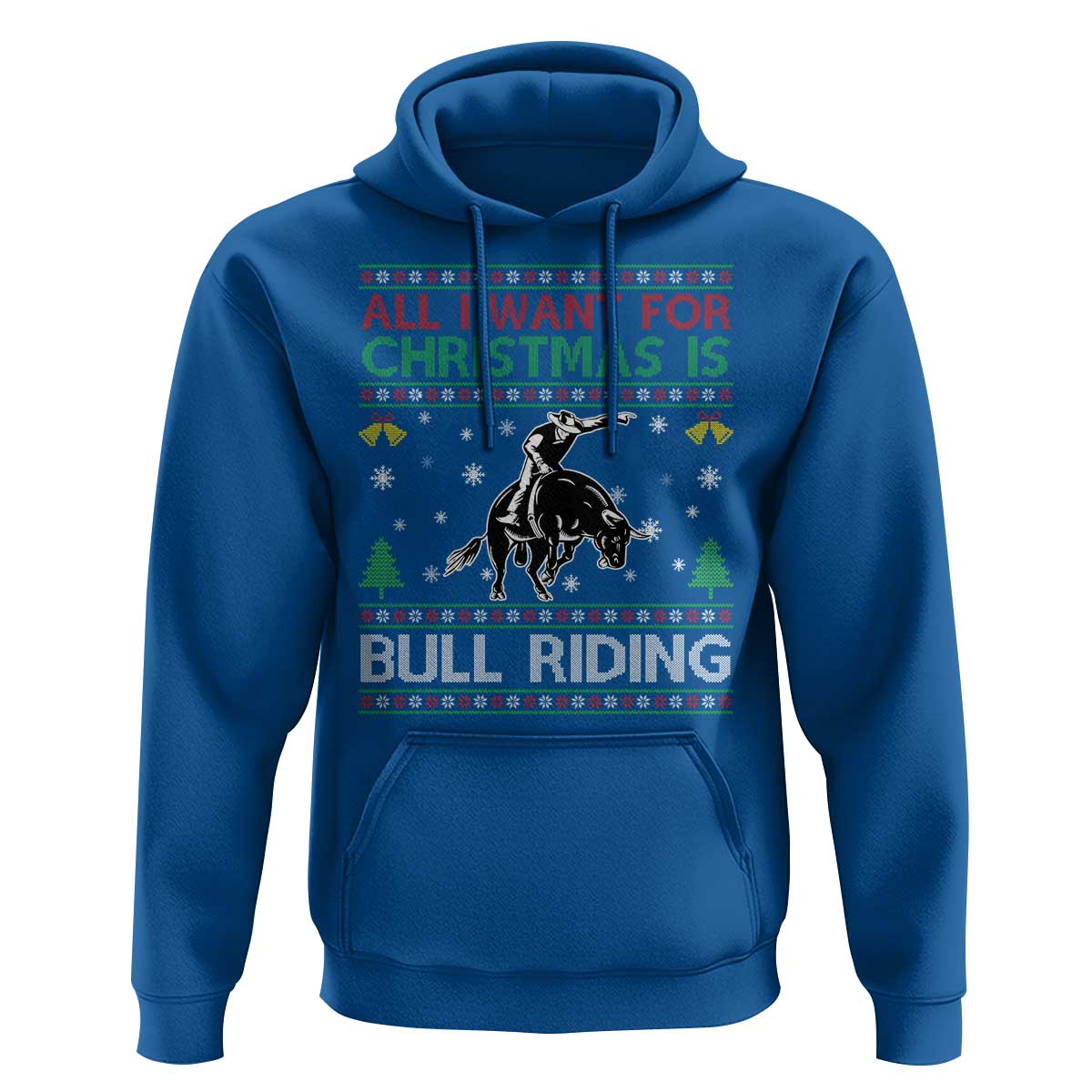 Western Bull Riding All I Want For Christmas Ugly Sweater Gift Hoodie - Wonder Print Shop