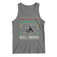 Western Bull Riding All I Want For Christmas Ugly Sweater Gift Tank Top - Wonder Print Shop