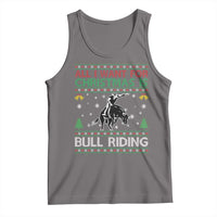 Western Bull Riding All I Want For Christmas Ugly Sweater Gift Tank Top - Wonder Print Shop