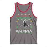 Western Bull Riding All I Want For Christmas Ugly Sweater Gift Tank Top - Wonder Print Shop