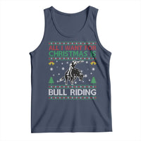 Western Bull Riding All I Want For Christmas Ugly Sweater Gift Tank Top - Wonder Print Shop