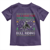 Western Bull Riding All I Want For Christmas Ugly Sweater Gift Toddler T Shirt - Wonder Print Shop