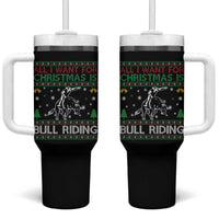 Western Bull Riding All I Want For Christmas Ugly Sweater Gift Tumbler With Handle - Wonder Print Shop