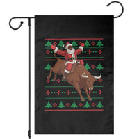 Funny Black Santa Riding Bull Garden Flag Ugly Christmas Sweater Gift - Wonder Print Shop