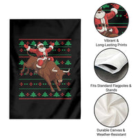 Funny Black Santa Riding Bull Garden Flag Ugly Christmas Sweater Gift - Wonder Print Shop