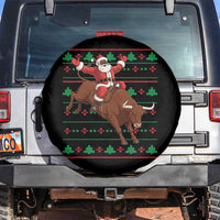 Funny Black Santa Riding Bull Spare Tire Cover Ugly Christmas Sweater Gift - Wonder Print Shop