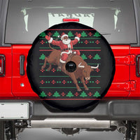 Funny Black Santa Riding Bull Spare Tire Cover Ugly Christmas Sweater Gift - Wonder Print Shop