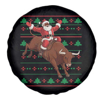 Funny Black Santa Riding Bull Spare Tire Cover Ugly Christmas Sweater Gift - Wonder Print Shop