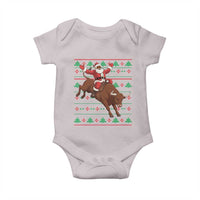 Funny Black Santa Riding Bull Baby Onesie Ugly Christmas Sweater Gift - Wonder Print Shop