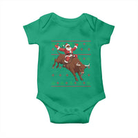Funny Black Santa Riding Bull Baby Onesie Ugly Christmas Sweater Gift - Wonder Print Shop