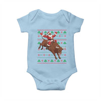 Funny Black Santa Riding Bull Baby Onesie Ugly Christmas Sweater Gift - Wonder Print Shop