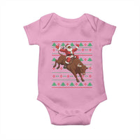 Funny Black Santa Riding Bull Baby Onesie Ugly Christmas Sweater Gift - Wonder Print Shop