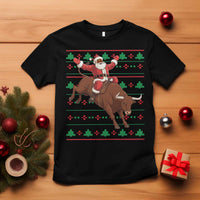 Funny Black Santa Riding Bull T Shirt Ugly Christmas Sweater Gift - Wonder Print Shop