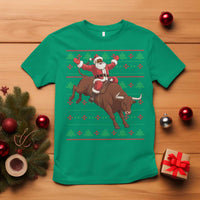 Funny Black Santa Riding Bull T Shirt Ugly Christmas Sweater Gift - Wonder Print Shop
