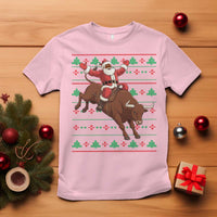 Funny Black Santa Riding Bull T Shirt Ugly Christmas Sweater Gift - Wonder Print Shop