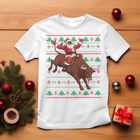 Funny Black Santa Riding Bull T Shirt Ugly Christmas Sweater Gift - Wonder Print Shop