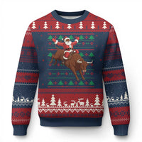 Funny Black Santa Riding Bull Ugly Christmas Sweater Ugly Xmas Sweater Gift - Wonder Print Shop