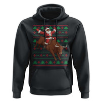 Funny Black Santa Riding Bull Hoodie Ugly Christmas Sweater Gift - Wonder Print Shop