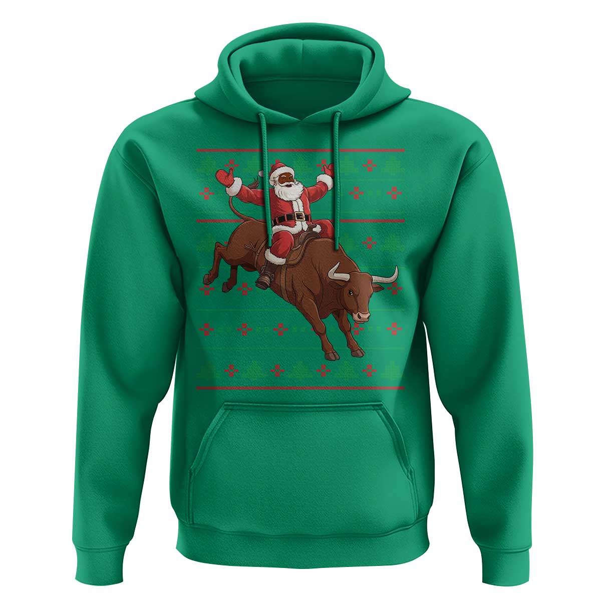 Funny Black Santa Riding Bull Hoodie Ugly Christmas Sweater Gift - Wonder Print Shop