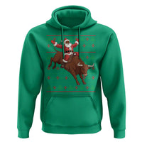 Funny Black Santa Riding Bull Hoodie Ugly Christmas Sweater Gift - Wonder Print Shop