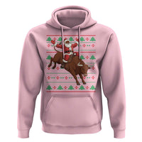 Funny Black Santa Riding Bull Hoodie Ugly Christmas Sweater Gift - Wonder Print Shop