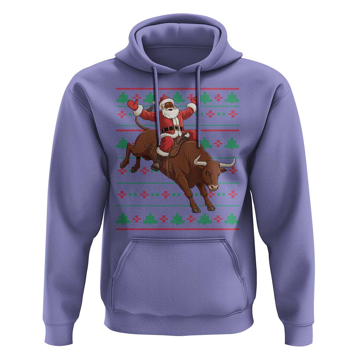 Funny Black Santa Riding Bull Hoodie Ugly Christmas Sweater Gift - Wonder Print Shop