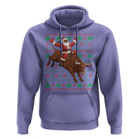 Funny Black Santa Riding Bull Hoodie Ugly Christmas Sweater Gift - Wonder Print Shop