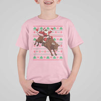 Funny Black Santa Riding Bull T Shirt For Kid Ugly Christmas Sweater Gift - Wonder Print Shop