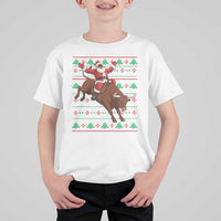 Funny Black Santa Riding Bull T Shirt For Kid Ugly Christmas Sweater Gift - Wonder Print Shop