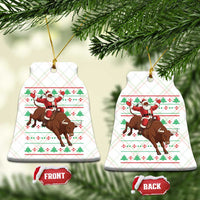 Funny Black Santa Riding Bull Ceramic Ornament Ugly Christmas Sweater Gift - Wonder Print Shop