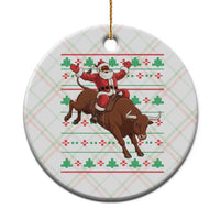 Funny Black Santa Riding Bull Ceramic Ornament Ugly Christmas Sweater Gift - Wonder Print Shop