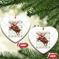 Funny Black Santa Riding Bull Ceramic Ornament Ugly Christmas Sweater Gift - Wonder Print Shop