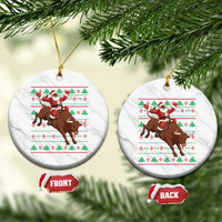 Funny Black Santa Riding Bull Ceramic Ornament Ugly Christmas Sweater Gift - Wonder Print Shop