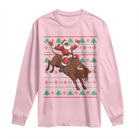 Funny Black Santa Riding Bull Long Sleeve Shirt Ugly Christmas Sweater Gift - Wonder Print Shop
